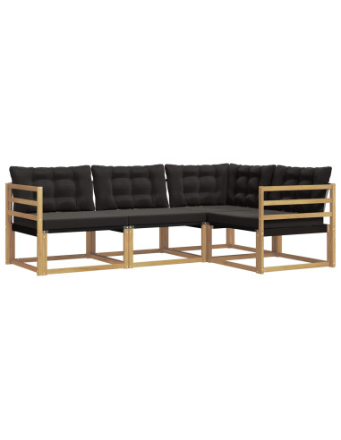 Set di divani da esterno con cuscino 4 pcs Bianco e Nero