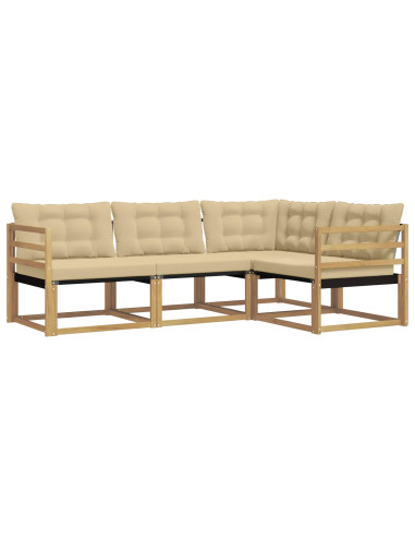 Set di divani da esterno con cuscino 4 pcs Bianco e Beige