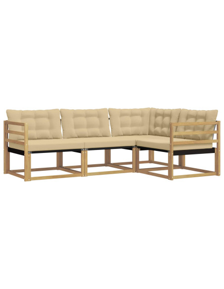 Set di divani da esterno con cuscino 4 pcs Bianco e Beige