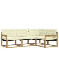 Set di divani da esterno con cuscino 4 pcs Bianco e Crema 2