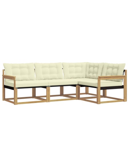 Set di divani da esterno con cuscino 4 pcs Bianco e Crema
