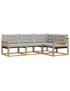 Set di divani da esterno 4 pcs Bianco e Grigio Chiaro 2