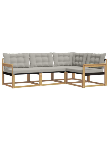 Set di divani da esterno 4 pcs Bianco e Grigio Chiaro