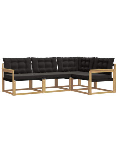 Set di divani da esterno con cuscino 4 pcs Bianco e Nero 2