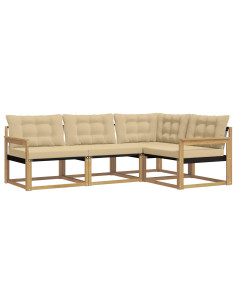 Set di divani da esterno con cuscino 4 pcs Bianco e Beige 2