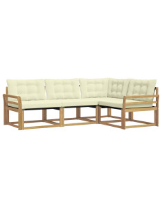 Set di divani da esterno con cuscino 4 pcs Bianco e Crema 2
