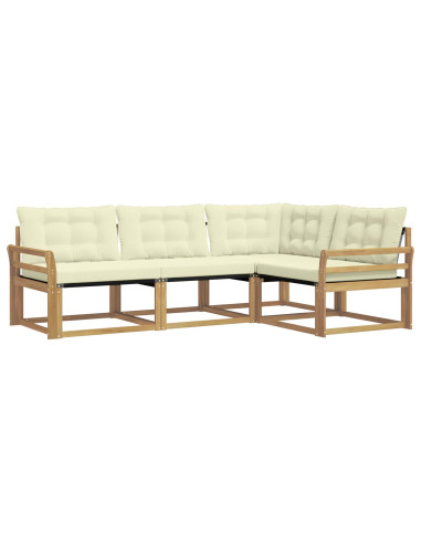 Set di divani da esterno con cuscino 4 pcs Bianco e Crema