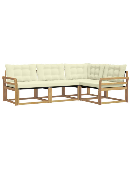 Set di divani da esterno con cuscino 4 pcs Bianco e Crema