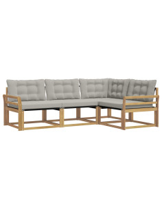 Set di divani da esterno 4 pcs Bianco e Grigio Chiaro 2