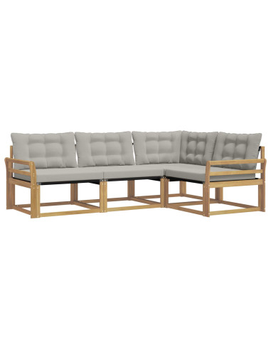 Set di divani da esterno 4 pcs Bianco e Grigio Chiaro