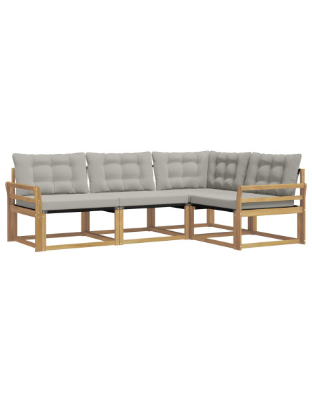 Set di divani da esterno 4 pcs Bianco e Grigio Chiaro