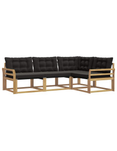 Set di divani da esterno con cuscino 4 pcs Bianco e Nero 2