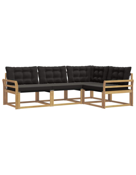 Set di divani da esterno con cuscino 4 pcs Bianco e Nero