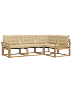 Set di divani da esterno con cuscino 4 pcs Bianco e Beige 2