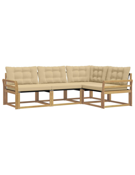Set di divani da esterno con cuscino 4 pcs Bianco e Beige