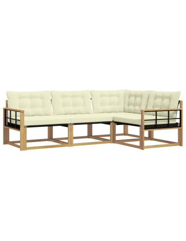 Set di divani da esterno con cuscino 4 pcs Bianco e Crema