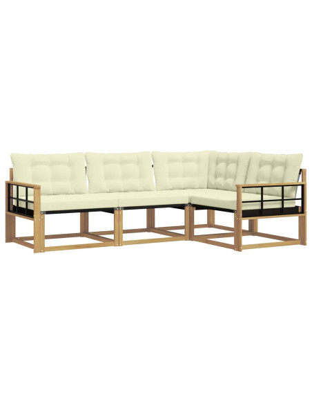 Set di divani da esterno con cuscino 4 pcs Bianco e Crema