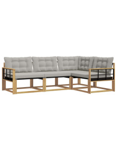 Set di divani da esterno 4 pcs Bianco e Grigio Chiaro 2