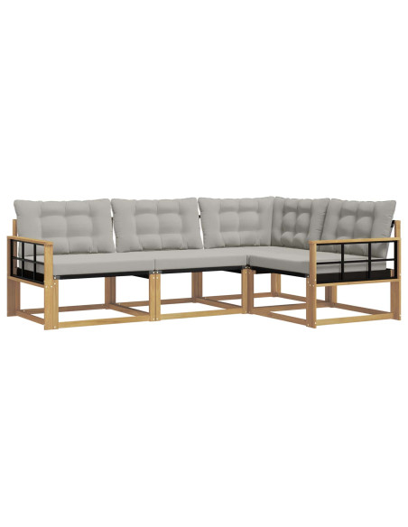 Set di divani da esterno 4 pcs Bianco e Grigio Chiaro