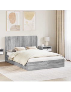Struttura del letto con stoccaggio e testata Sonoma grigio