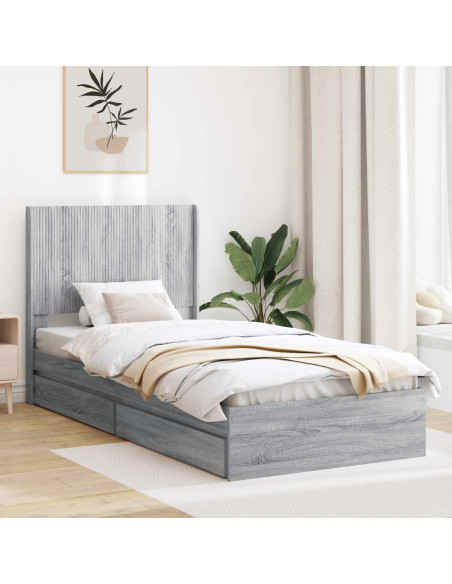 Struttura del letto con stoccaggio e testata Sonoma grigio