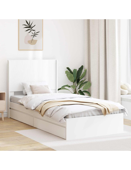 Struttura del letto con stoccaggio e testata Bianco 90 x 200 cm