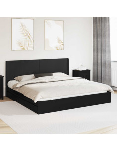 Struttura del letto con stoccaggio e testata Nero 200 x 200 cm