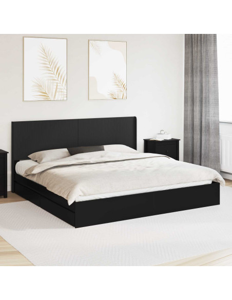 Struttura del letto con stoccaggio e testata Nero 200 x 200 cm