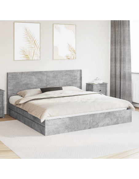 Struttura del letto con stoccaggio e testata Grigio Cemento