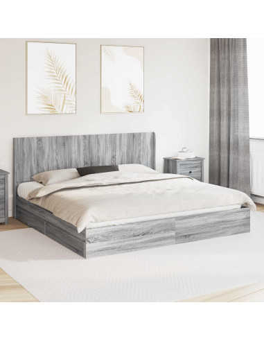 Struttura del letto con stoccaggio e testata Grigio Sonoma
