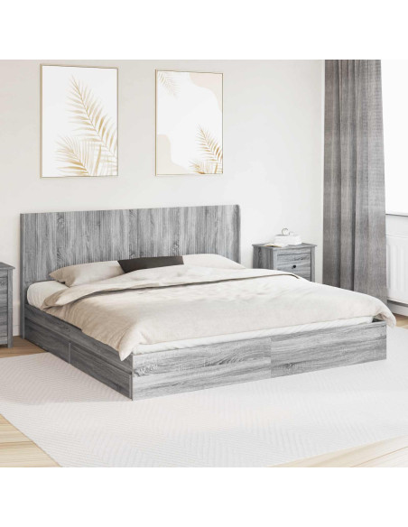 Struttura del letto con stoccaggio e testata Grigio Sonoma