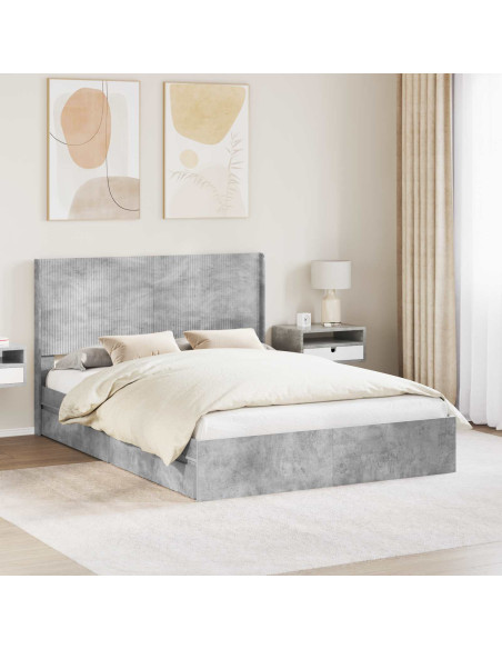 Struttura del letto con stoccaggio e testata Grigio Cemento