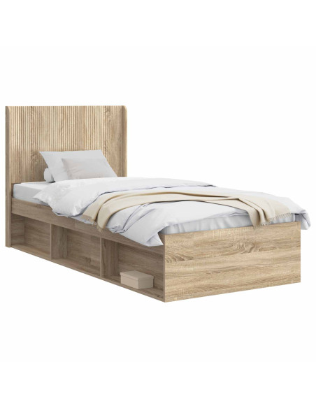 Struttura del letto con stoccaggio e testata Rovere Sonoma