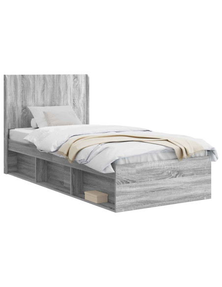 Struttura del letto con stoccaggio e testata Grigio Sonoma
