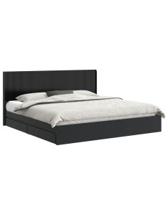 Struttura del letto con stoccaggio e testata Nero 200 x 200 cm 2