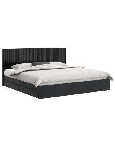 Struttura del letto con stoccaggio e testata Nero 200 x 200 cm