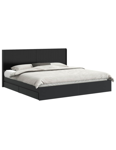 Struttura del letto con stoccaggio e testata Nero 200 x 200 cm