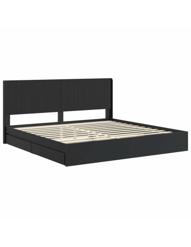 Struttura del letto con stoccaggio e testata Nero 200 x 200 cm