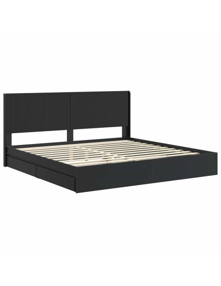 Struttura del letto con stoccaggio e testata Nero 200 x 200 cm