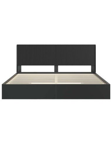 Struttura del letto con stoccaggio e testata Nero 200 x 200 cm