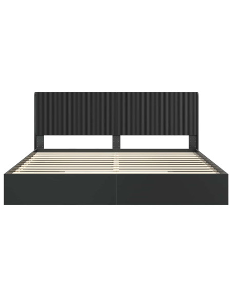 Struttura del letto con stoccaggio e testata Nero 200 x 200 cm