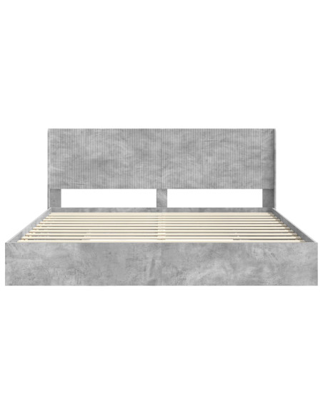 Struttura del letto con stoccaggio e testata Grigio Cemento
