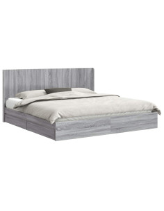 Struttura del letto con stoccaggio e testata Grigio Sonoma 2