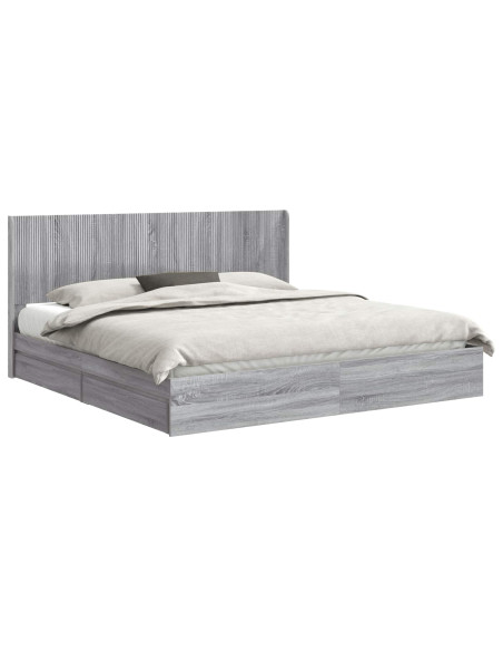 Struttura del letto con stoccaggio e testata Grigio Sonoma