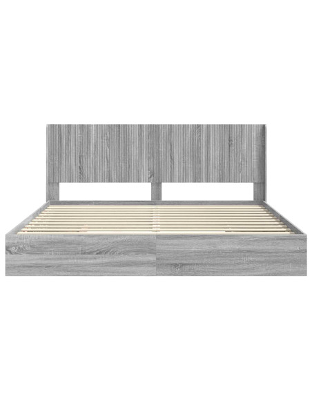 Struttura del letto con stoccaggio e testata Grigio Sonoma