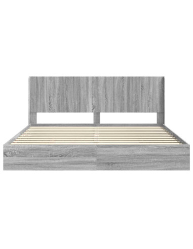 Struttura del letto con stoccaggio e testata Grigio Sonoma
