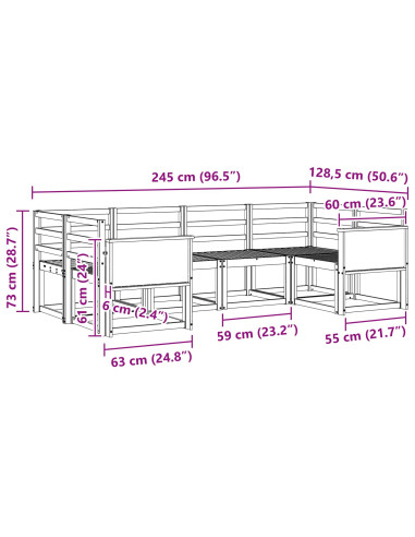 Set di divani da esterno 6 pcs Naturale