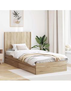 Struttura del letto con stoccaggio e testata Rovere Sonoma