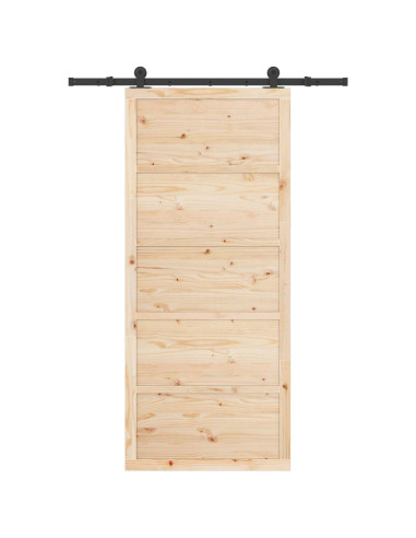 Porta scorrevole Naturale 80 x 208 cm Legno Massello di Pino
