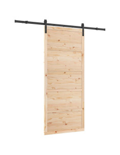 Porta scorrevole Naturale 100 x 208 cm Legno Massello di Pino 2